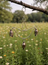 Handcrafted Lotus Flower Wind Chime - Rustic Metal Art for Garden & Home Decor