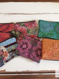 Colorful Guatemalan Huipil Coin Purse - Handmade Boho Wallet with Zip Top Closure