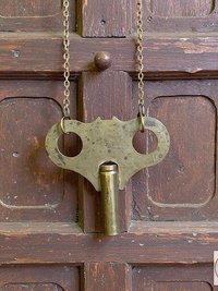 Vintage Clock Key Necklace: Antique Brass Boho Pendant