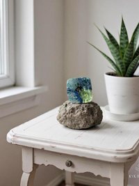 Blue Dichroic Glass Stud Earrings - Unique Handmade Jewelry