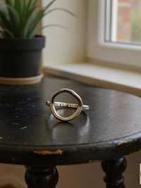 Open Circle Sterling Silver Ring - Boho Minimalist Ring, Handmade Jewelry