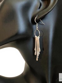 Boho Sterling Silver Fringe Paddle Earrings - Statement Jewelry