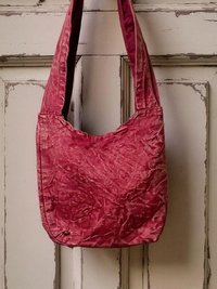 Red Handmade Crossbody Bag with Spiritual OM Symbol - Hippie Style Shoulder Bag