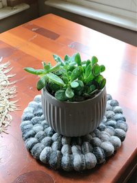 Mixed Gray Felt Ball Wool Trivet - Unique Table Decor Accent