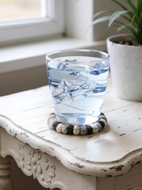 Mixed Gray Wool Felt Ball Coaster Set - Handmade Drink Coasters, Nepal