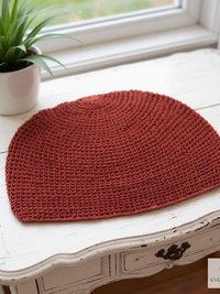Maroon Kufi Skull Cap - Crocheted Beanie Hat, Ethically sourced
