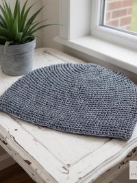 Gray Kufi Skull Cap - Crocheted Beanie Hat, Ethically sourced
