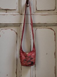 Red Handmade Crossbody Bag with Spiritual OM Symbol - Hippie Style Shoulder Bag