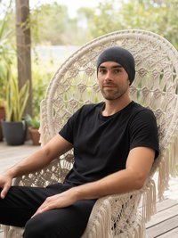 Gray Kufi Skull Cap - Crocheted Beanie Hat, Ethically sourced