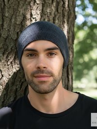 Gray Kufi Skull Cap - Crocheted Beanie Hat, Ethically sourced