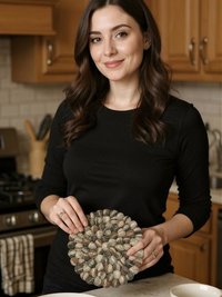 Mixed Gray Felt Ball Wool Trivet - Unique Table Decor Accent