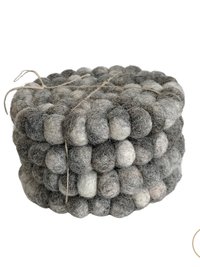 Mixed Gray Wool Felt Ball Coaster Set - Handmade Drink Coasters, Nepal