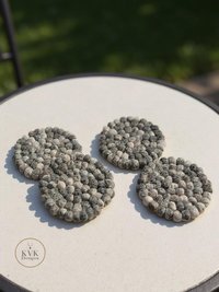 Mixed Gray Wool Felt Ball Coaster Set - Handmade Drink Coasters, Nepal