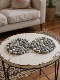 Mixed Gray Wool Felt Ball Coaster Set - Handmade Drink Coasters, Nepal