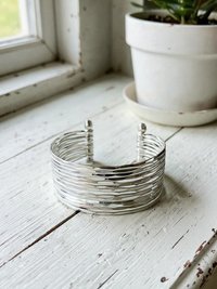Wide Hammered Silver Cuff Bracelet: Handcrafted Boho Jewelry