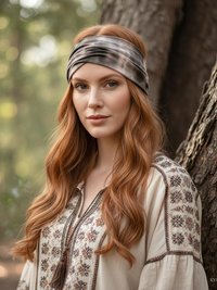 Brown Tie-Dye Boho Headband -  Stylish Bohemian Headwrap, Headbands for Women