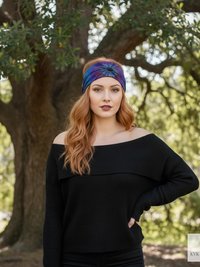 Dark Blue Tie Dye Boho Headband - Stylish Bohemian Headwrap, Headbands for Women