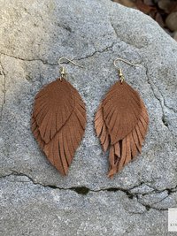 Exquisite Handcrafted Suede Feather Dangle Earrings - Bohemian Gold-plated Boho Jewelry