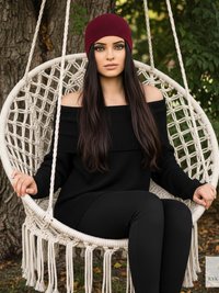 Maroon Kufi Skull Cap - Crocheted Beanie Hat, Ethically sourced