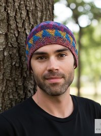 Multi Color Zig Zag Kufi Skull Cap - Crocheted Beanie Hat, Ethically sourced