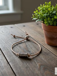 Boho Leather & Silver Bead Bracelet - Adjustable Minimalist Style