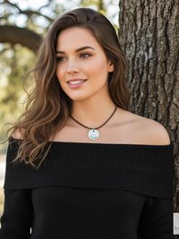 Inspirational Stamped Silver Disc Necklace: Hammered Aluminum Pendant