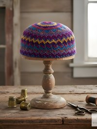 Multi Color Zig Zag Kufi Skull Cap - Crocheted Beanie Hat, Ethically sourced