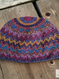 Multi Color Zig Zag Kufi Skull Cap - Crocheted Beanie Hat, Ethically sourced