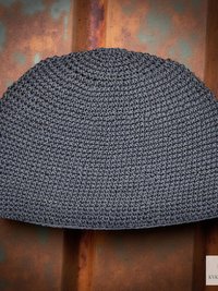 Gray Kufi Skull Cap - Crocheted Beanie Hat, Ethically sourced