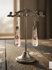 Handcrafted Purple Fused Dichroic Glass Earrings - Boho Teardrop Dangle Earrings