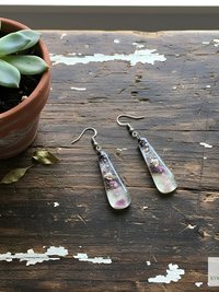 Handcrafted Purple Fused Dichroic Glass Earrings - Boho Teardrop Dangle Earrings
