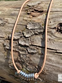 Boho Leather & Silver Choker Bead Necklace - Adjustable Minimalist Style