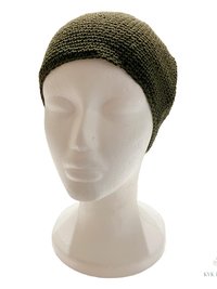 Olive Green Kufi Skull Cap - Crocheted Beanie Hat, Ethically sourced
