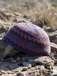Multi Color Zig Zag Kufi Skull Cap - Crocheted Beanie Hat, Ethically sourced