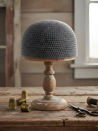 Gray Kufi Skull Cap - Crocheted Beanie Hat, Ethically sourced