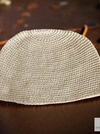 Cream Kufi Skull Cap - Crocheted Beanie Hat, Ethically sourced