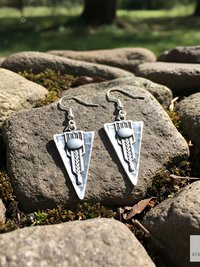 Boho Silver Tribal Earrings - Ethnic Dangles with 925 Sterling Silver Hooks