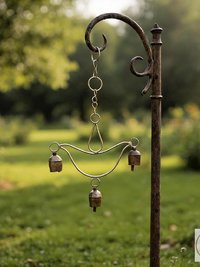 Handcrafted Lotus Flower Wind Chime - Rustic Metal Art for Garden & Home Decor