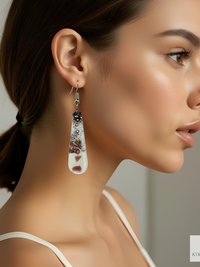 Handcrafted Purple Fused Dichroic Glass Earrings - Boho Teardrop Dangle Earrings