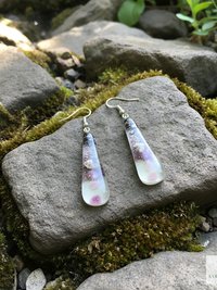 Handcrafted Purple Fused Dichroic Glass Earrings - Boho Teardrop Dangle Earrings