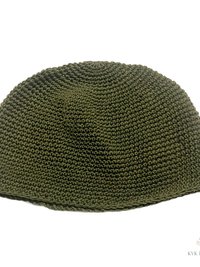 Olive Green Kufi Skull Cap - Crocheted Beanie Hat, Ethically sourced