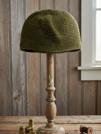 Olive Green Kufi Skull Cap - Crocheted Beanie Hat, Ethically sourced