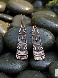 Handcrafted Antique Copper Tribal Earrings - Boho Ethnic Dangles