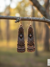 Handcrafted Antique Copper Tribal Earrings - Boho Ethnic Dangles