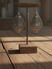 Silver Hammered Tribal Earrings: Boho Jewelry