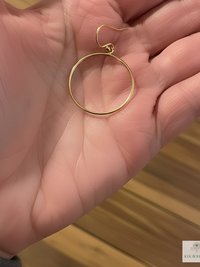 Handcrafted Gold Dangle Hoop Earrings - Medium Circle Drops