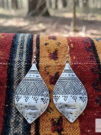 Silver Hammered Tribal Earrings: Boho Jewelry