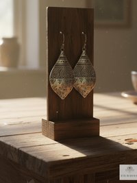 Silver Hammered Tribal Earrings: Boho Jewelry