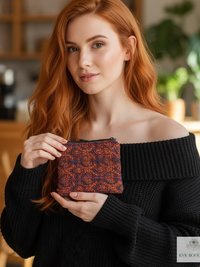 Colorful Guatemalan Huipil Coin Purse - Handmade Boho Wallet with Zip Top Closure