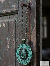 Brass Patina Circle Necklace | Handcrafted Spiral Pendant Jewelry